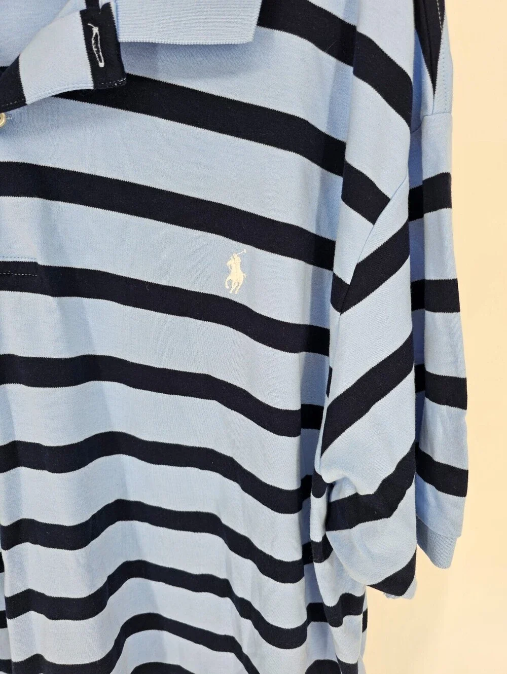 Polo Ralph Lauren Mens Sz 3XB Short Sleeve Polo Shirt Blue Striped